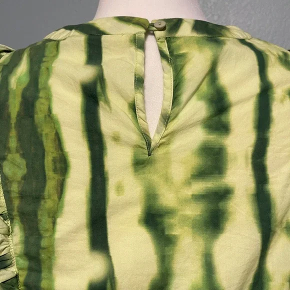 Anthropologie Samant Chauhan Emilia Ruffled Green & White Tie Dye Boho XL - Picture 4 of 7